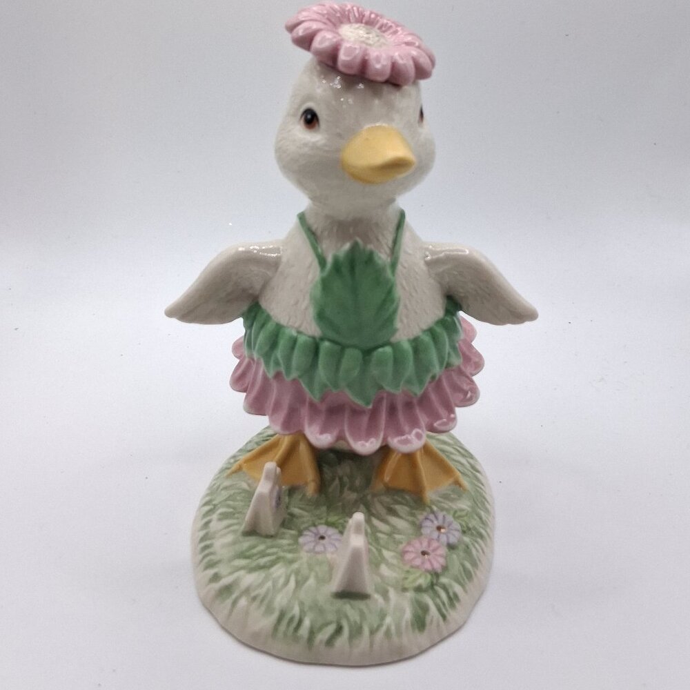 Lenox Ceramic Darling Duckling Figurine 4.7" Spring Easter Decor Pink Green